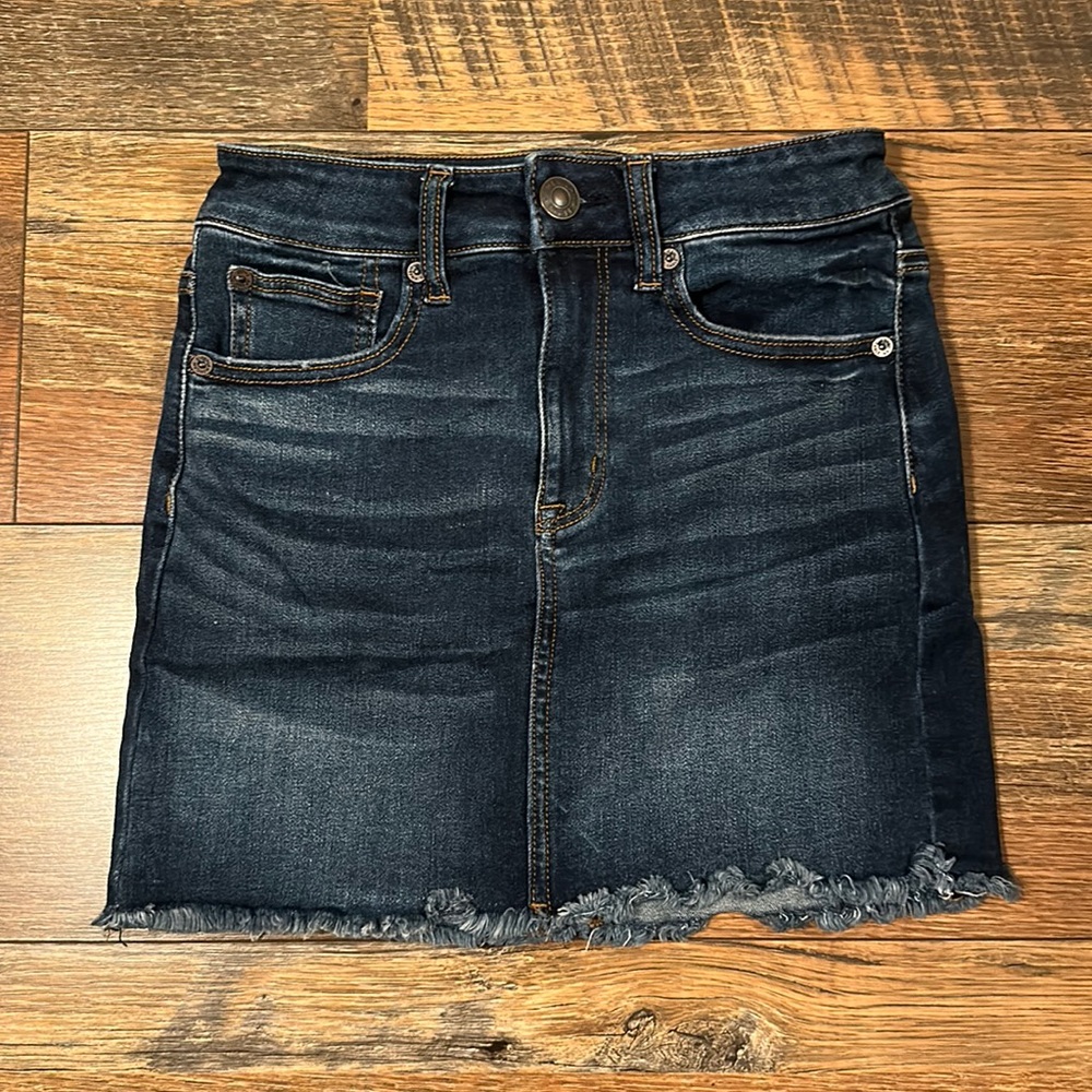 american eagle next level stretch high rise mini jean skirt